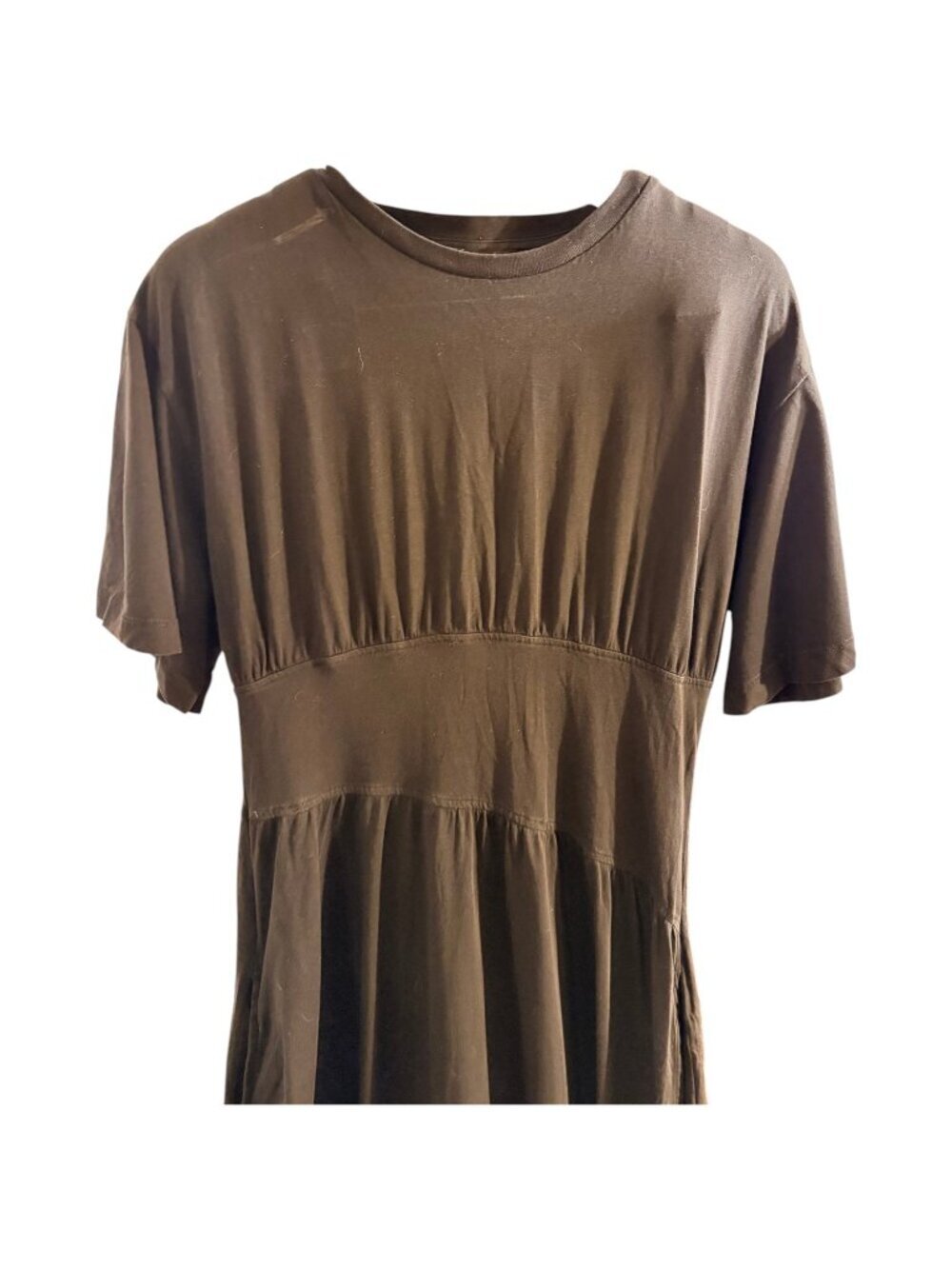 River Island | Black Cinched Waist Midi Tee Dress with Pockets | Size 14 - Picture 4 of 6